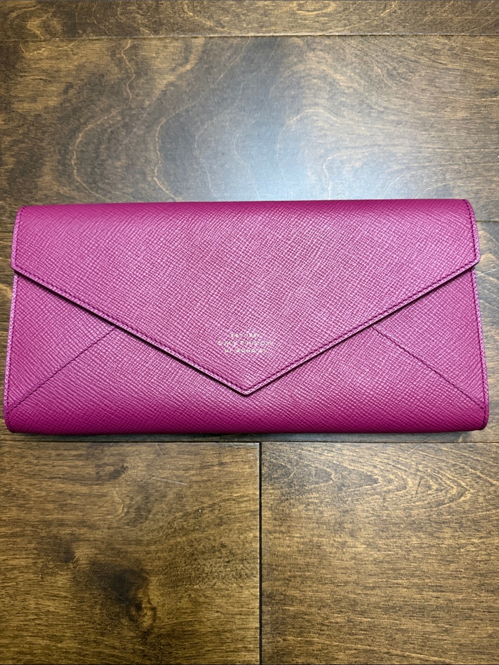 NWOT, Smythson Fuchsia Saffiano Envelope Clutch